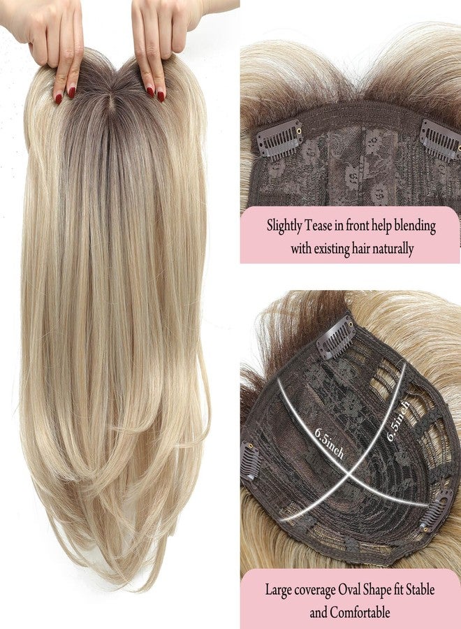 Molefi 19inch Hair Topper with Large Coverage, 6.5x6.5inch Synthetic Hair Toppers for Women with Thinning Hair, Ombre Blonde Hair Pieces - Image 2
